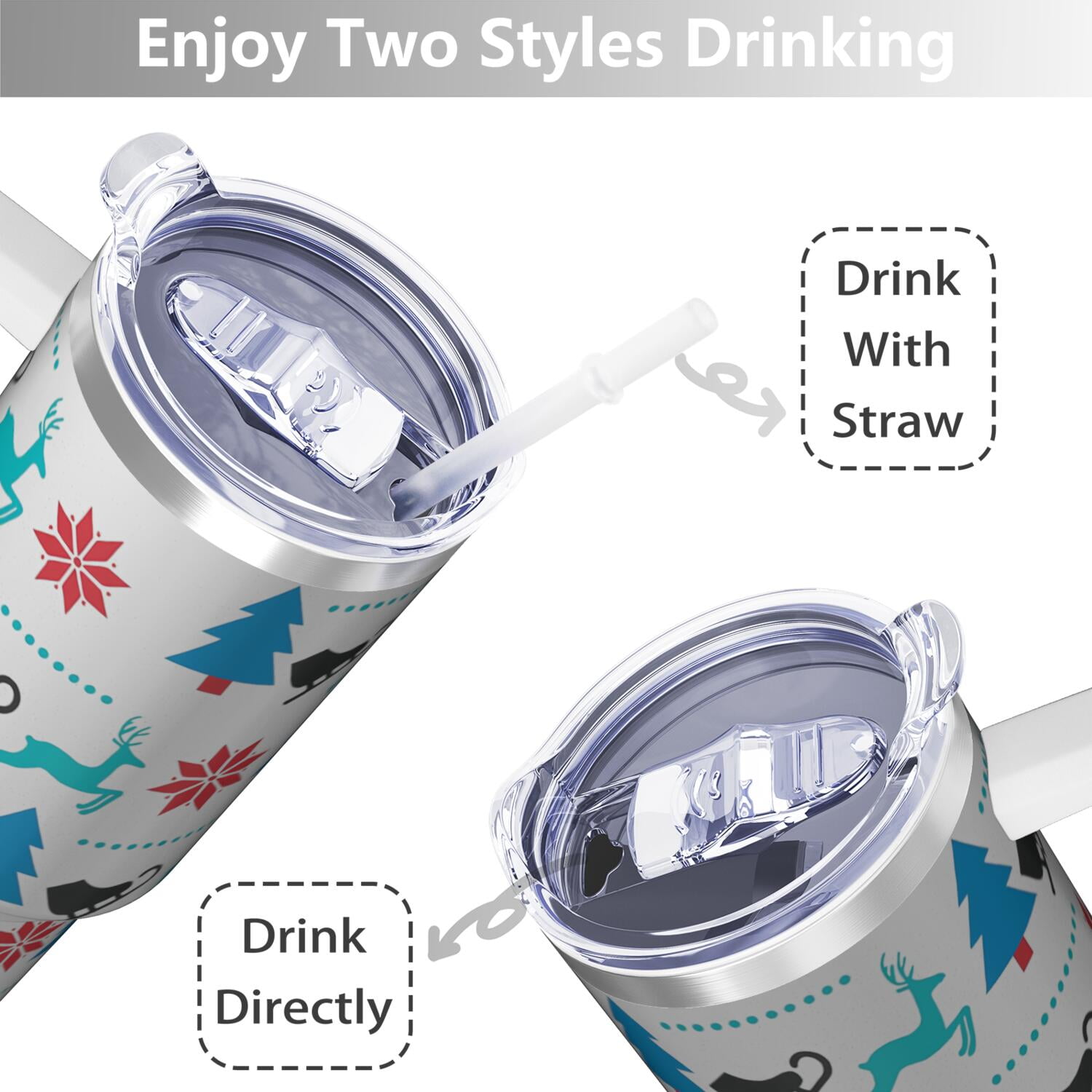 1pc 40 oz Christmas Tumbler with Lid and Straw Stainless steel Insulated tumblers Cute water bottle Travel/Gym coffee tumbler Gifts for Women/men