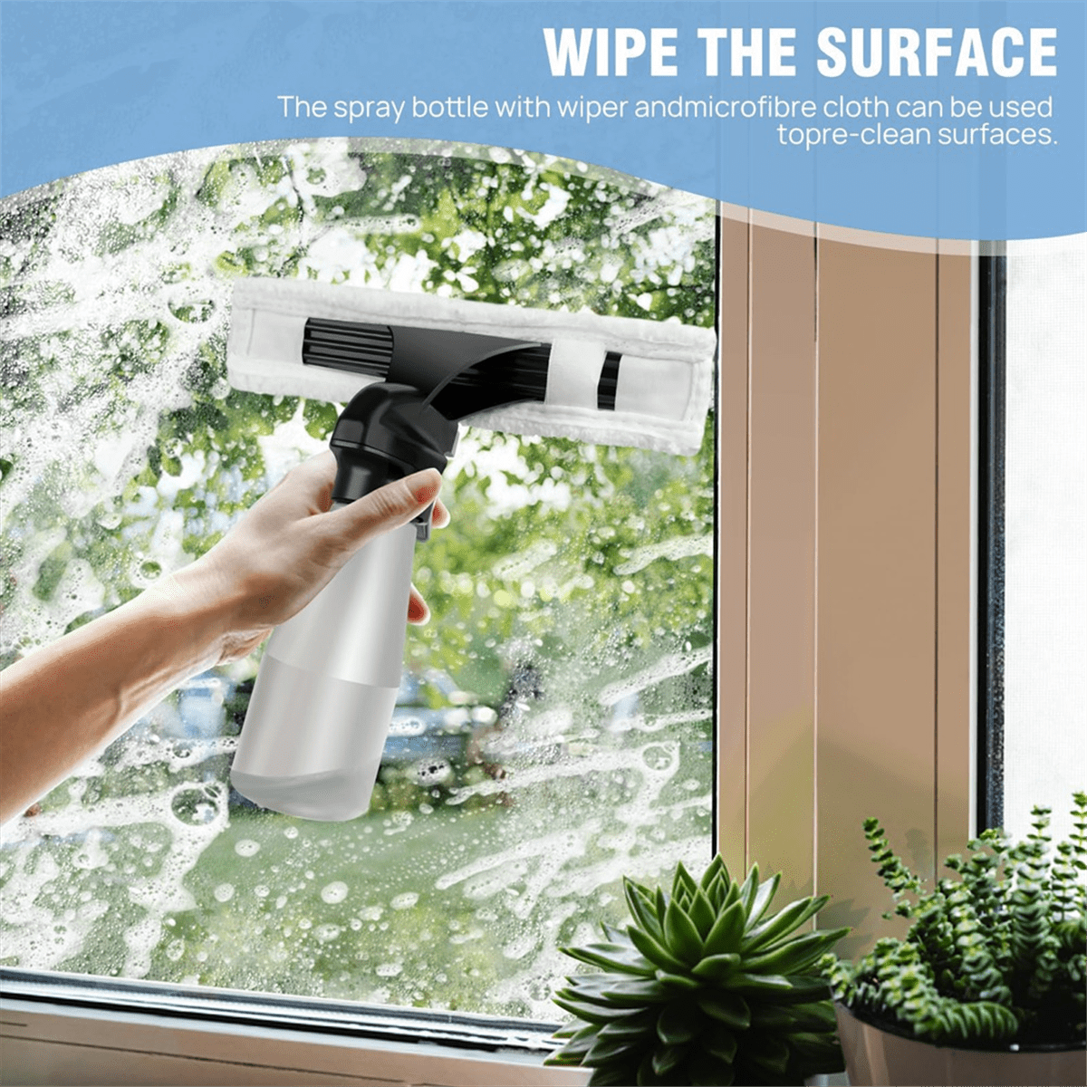 Cordless , Rechargeable Window Vacuum Cleaner with Squeegee , 150ml Water Tank, Light Weight US Plug