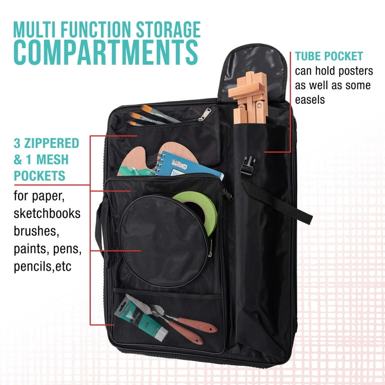US Art Supply Black Nylon Art Portfolio Carry Backpack Bag (Size: 25-1/2 x 19 x 4-3/8)