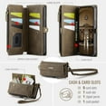 thumbnail image 2 of Funda Billetera para iPhone 16e – Funda para Teléfono de Cuero PU con Bloqueo RFID con Tarjetero, Bolsillo con Cremallera, Pata de Cabra, Cierre Magnético, Correa para el Hombro y la Muñeca, 2 of 9