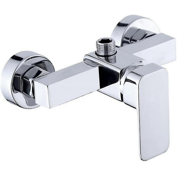 Modern Chrome Wall Mounted Shower Faucet With Shower Mixer For Cold And Hot Water