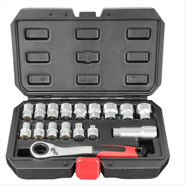 Juego de llaves de tubo de trinquete, kit de herramientas mecánicas para mantenimiento de vehículos, trabajo en paneles eléctricos, ensamblaje de motores y plomería.