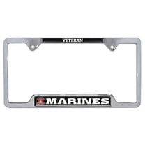 U.S. Marines Veteran Chrome Open Metal License Plate Frame