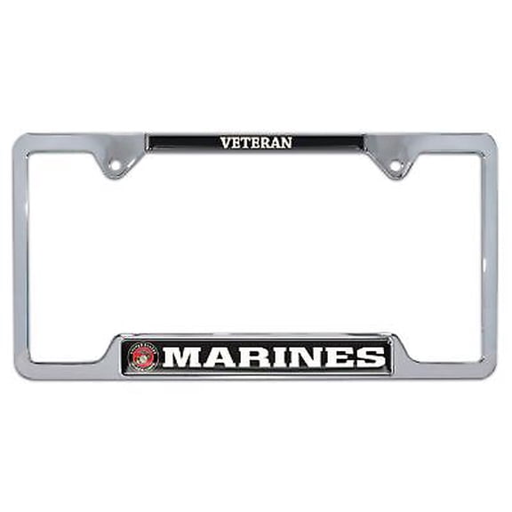 U.S. Marines Veteran Chrome Open Metal License Plate Frame