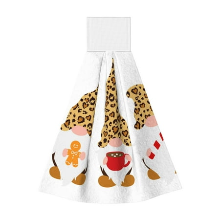 

Wukai Christmas Gnomes In Leopard Print Kitchen Towels Quick Dry Washcloths Coral Velvet Dishtowels Multipurpose Reusable Cloths Soft Tea Absorbent Cleaning Cloths