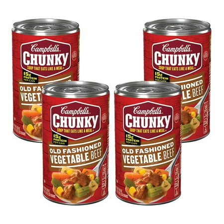 (4 Pack) Campbell's Chunky Old Fashioned Vegetable Beef Soup, 18.8 (Best Beef And Vegetable Soup)
