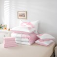 thumbnail image 6 of Manfei Pink White Bedding Comforter Set 7pcs, Modern Abstract Art King Bedding Sets, Geometric Line Stripe Bed Sheets, Microfiber Bedroom Decor, 6 of 8