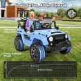 thumbnail image 6 of FUNTOK 24V 2 Seater Kids Ride on Toys w/ 20 " Large Seat, 4 x 200W Motor Electric Vehicle Car, 4WD/2WD Switchable Battery Powered Ride on Truck, 3 Speeds with Remote Control & LED Lights,Light Blue, 6 of 7