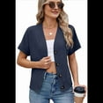 thumbnail image 4 of Suéter de Gofre con Cuello en V Azul XXL, 4 of 10