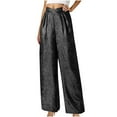thumbnail image 6 of ABATAB Sequin Pants for Women Ruched Crossover Wide Leg Shiny Sparkly Pants Casual aggy Party Clubwear Palazzo Trousers, 6 of 6