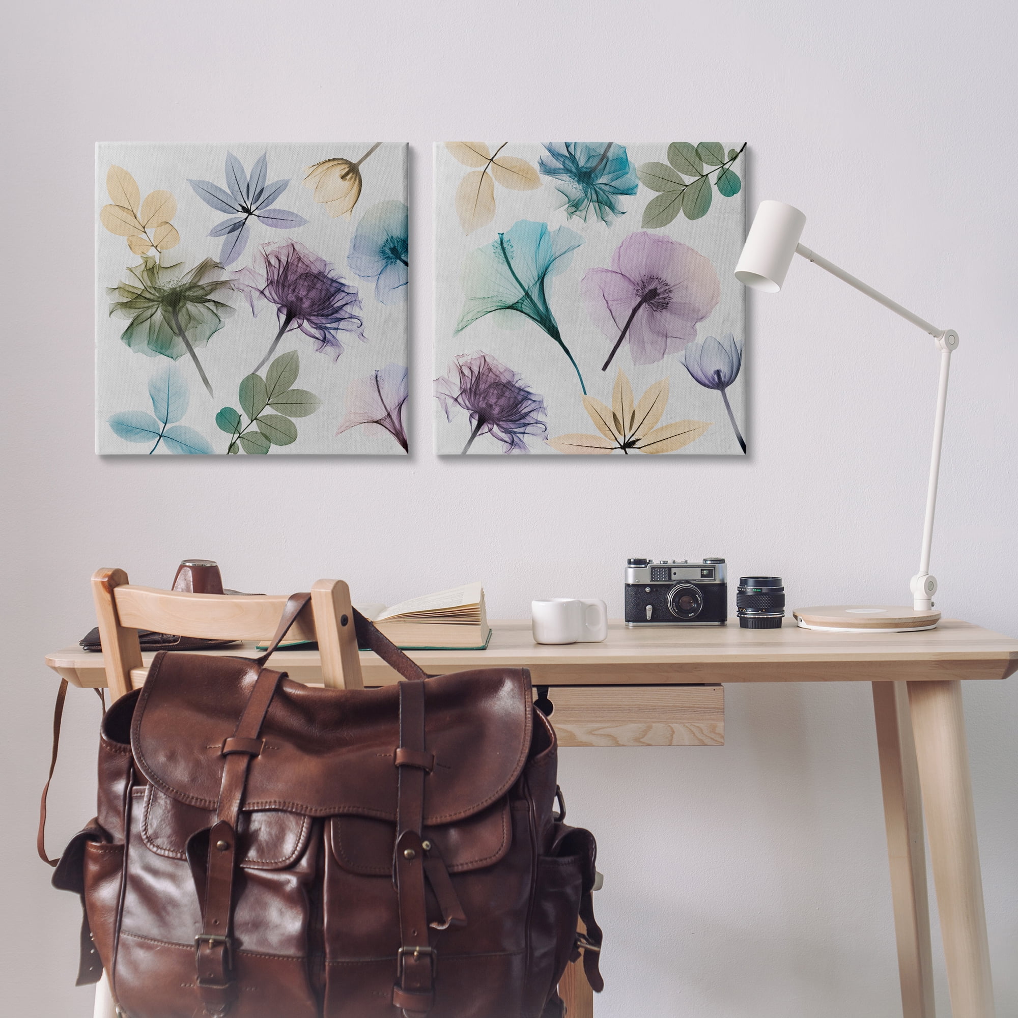 Stupell Industries X-Ray Floral Collage Plants & Flowers Painting Wrapped Canvas Art Print Wall Art, 24 x 24, Set of 2