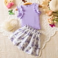 thumbnail image 4 of Ulitacool Girl Clothing Sleeveless Summer Ruffle Top With Bow Print Skirt Two Piece Coordinated Wear Classic Round Neck Outfits 12-18 Months Purple, 4 of 8
