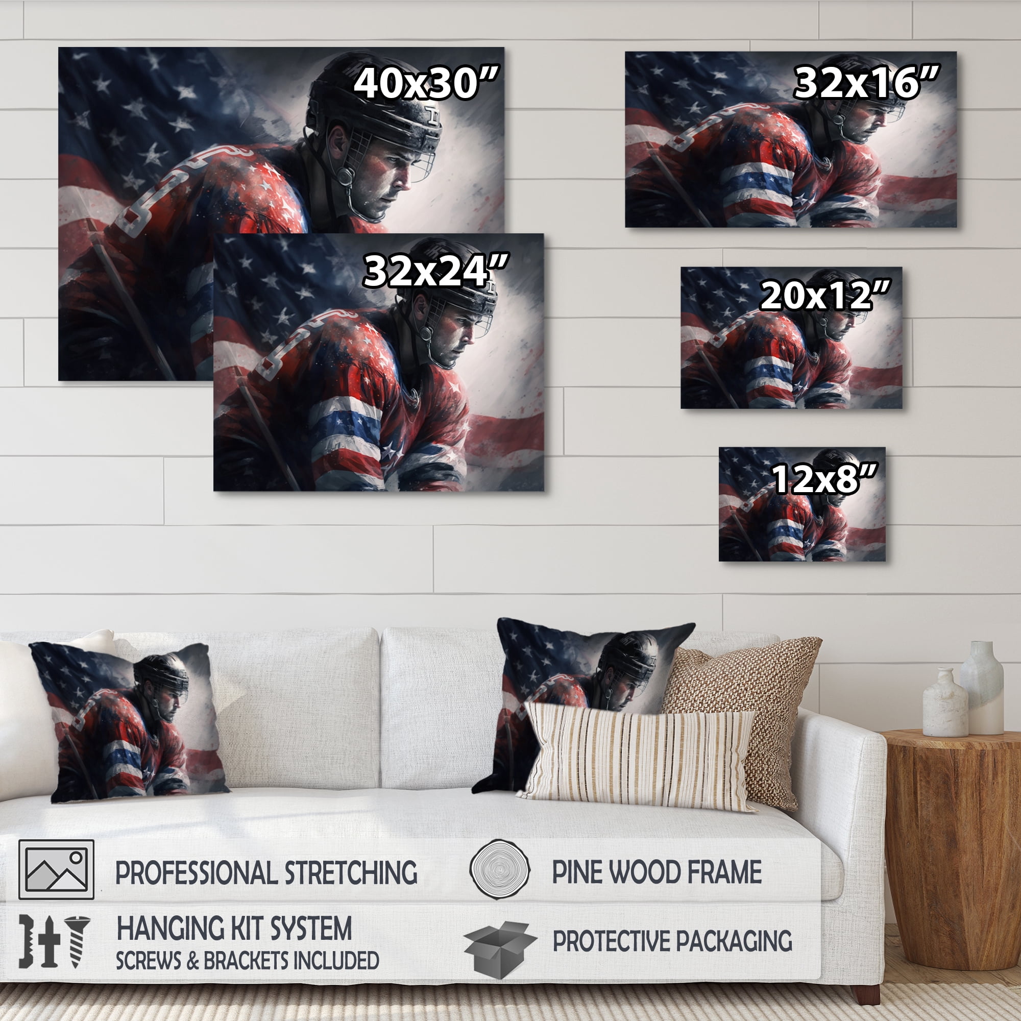 Designart Hockey Player On Break III Canvas Wall Art