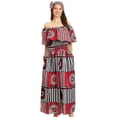 thumbnail image 5 of Sakkas Buhle Ruffle Off-shoulder Long Dress Wax African Ankara Dutch Print - 411-burgundy/geometric - One Size Regular, 5 of 5