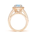 thumbnail image 2 of ANGARA Natural Round 1.6 ct Aquamarine Split Shank Ring with Diamond Halo in 14K Rose Gold for Women (Size-8mm) | March Birthstone, Anniversary, Jewelry Gift for Women | Natural Aquamarine Ring, 2 of 9