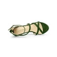 thumbnail image 4 of BLISSFUL STEP Women's Shoes Strappy Stiletto Heels Platform Ankle Strap Open Toe Faux Suede Sandals Green 7, 4 of 8