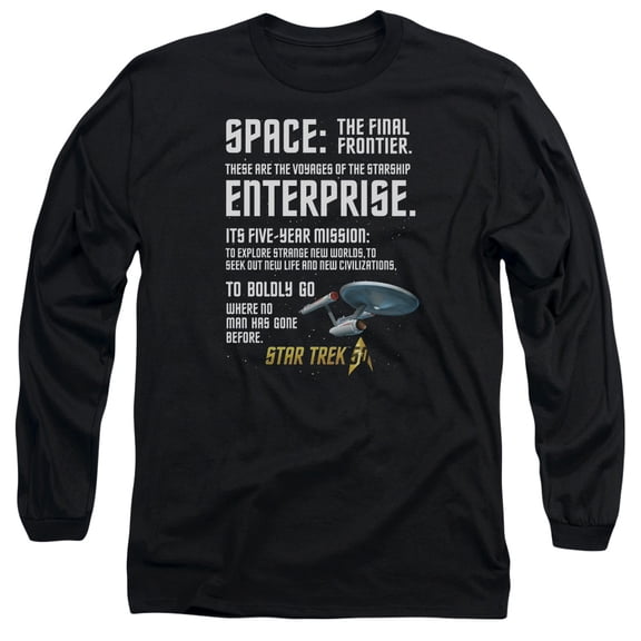 Star Trek Intro Long Sleeve Adult 18/1 T-Shirt Black
