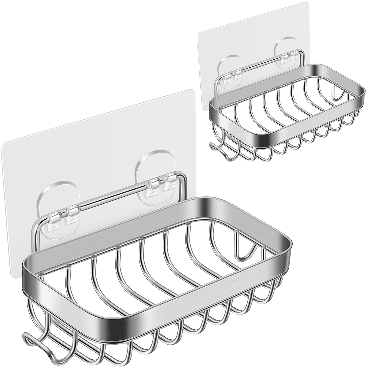 OUNONA 2pcs Soap Holder 304 Stainless Steel Bar Soap Holder Sponge Tray
