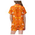 thumbnail image 5 of Kids Halloween Pajamas Size 3-4 Years Childrens Casual Loungewear Short Sleeve Top and Shorts Cozy Set Girls' Pajama Sets Orange, 5 of 6