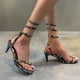 thumbnail image 4 of Zapatos de mujer, tacones de aguja de verano, exquisito estilo romano informal, sandalias sexys con correa en el tobillo, chanclas serpentinas para vacaciones en la playa Wmkox8yii hfjk2764, 4 of 8