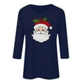 thumbnail image 4 of Gamivast Ladies Christmas Tops Three Quarter Sleeve Tops Christmas Santa Crew Neck Shirt Funny Xmas Holiday Graphic Tee Family Holiday T-Shirt Blouse Casual Loose Fitting Pullover, 4 of 5