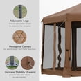 thumbnail image 5 of Outsunny 13' x 11' Hexagonal Pop Up Gazebo, Heavy Duty Outdoor Canopy Tent with 6 Mesh Sidewall Netting, 3-Level Adjustable Height and Strong Steel Frame, Brown, 5 of 9