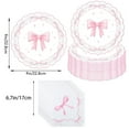 thumbnail image 2 of 20 Pcs Pink Bow Party Supplies Disposable Tableware Set, Bexikou Pink Bow Plates and Napkins Kit for Bridal Engagement Baby Shower Birthday Party Decorations, 2 of 5