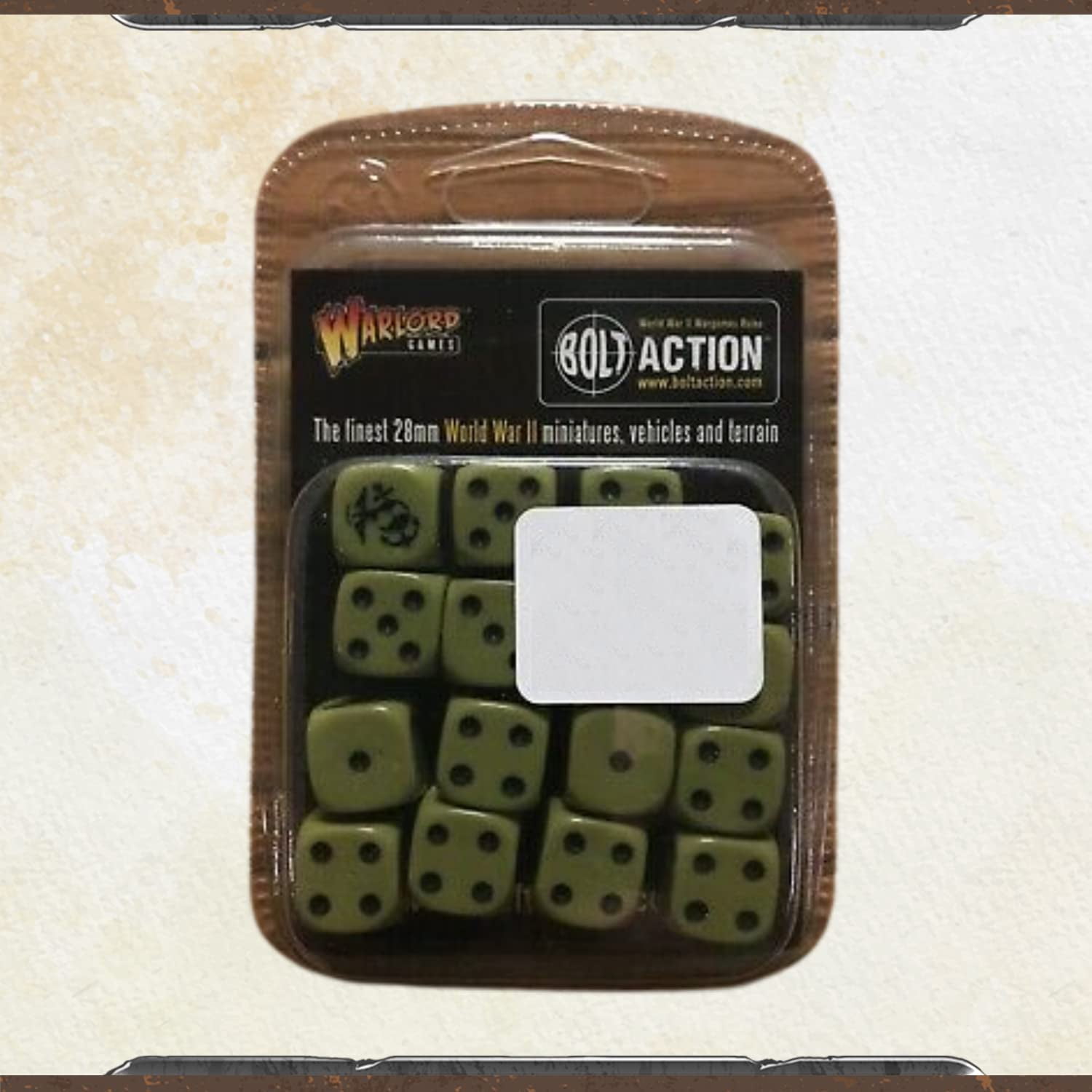 Wargames Delivered – Bolt Action Allied Star D6 Pack Contains 16 Order Dice, Olive Drab Color and Action & Numbers Inscribed with White, Digital Bundle – Wargame Dice by Warlord Games