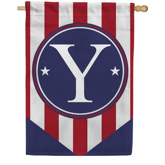 America Forever Red White Blue American 4th of July Monogram House Flag Letter Y 28 x 40 inch Stars and Stripes Patriotic Independence Day Outdoor Yard Decorative USA Flag
