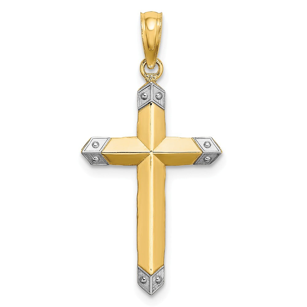 Details about   14K Two Tone Gold Reversible Cross Charm Pendant MSRP $182