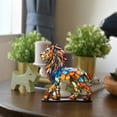 thumbnail image 6 of 2 Pcs Colorful Metal Lion Statue - Durable Acrylic Animal Decor for Home, Garden, Tabletop, Desktop - Unique Stained Art Sculpture for Living Room, Balcony, Gift, 6 of 6