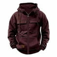 thumbnail image 5 of Havenre Mens Sweatsuits 2 Piece Set Full Zip up Drawstring Cargo Hoodies Sweatshirts and Jogger Sweatpants Set Casual Athletic Tracksuits Fall Spring Jogging Suit with Multi-Pockets Wine M, 5 of 5