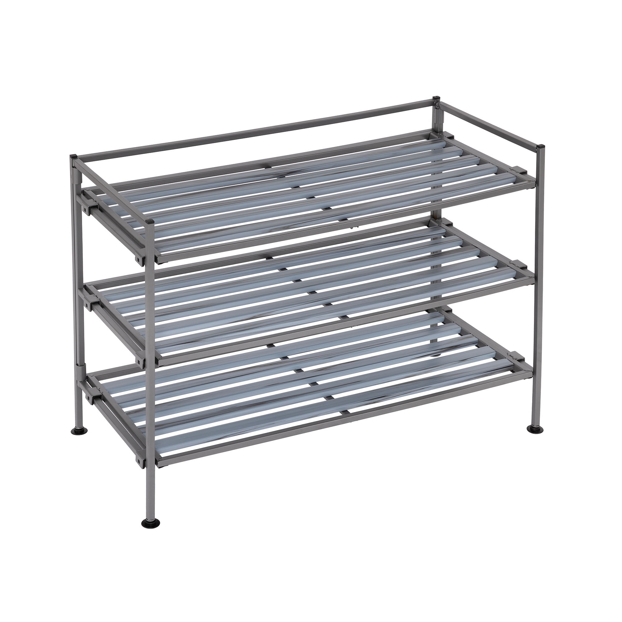 Seville Classics 3-Tier Stackable 9-Pair Resin Slat Metal Frame