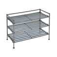 thumbnail image 2 of Seville Classics 3-Tier Stackable 9-Pair Resin Slat Metal Frame Shoe Storage Rack Organizer, Silver Mist, 2 of 7