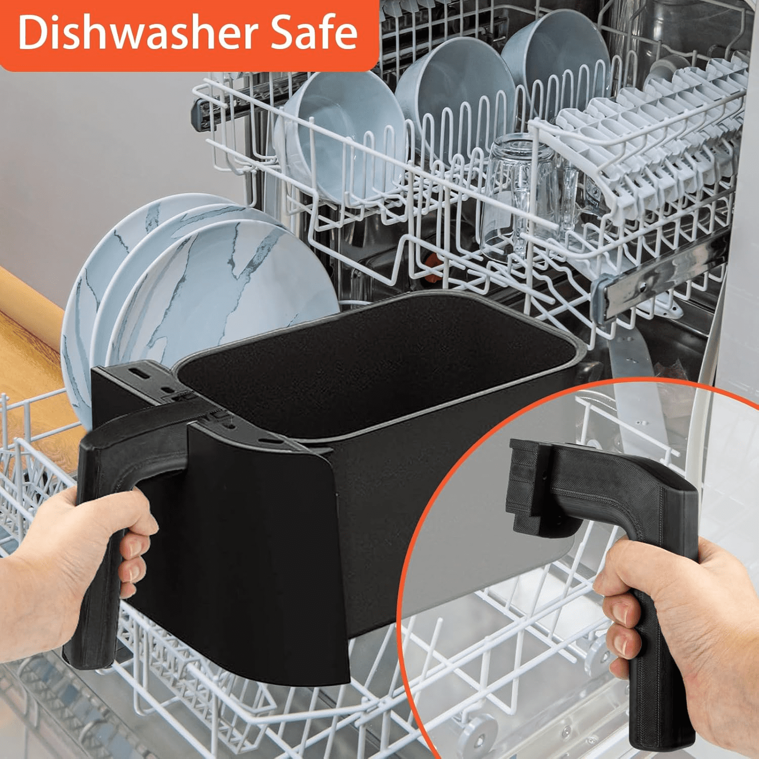 Replacement Handles (Set of 2) for Air Fryer, Compatible with Ninja DZ201 Foodi 8-qt 6-in-1 Dual-Zone Basket
