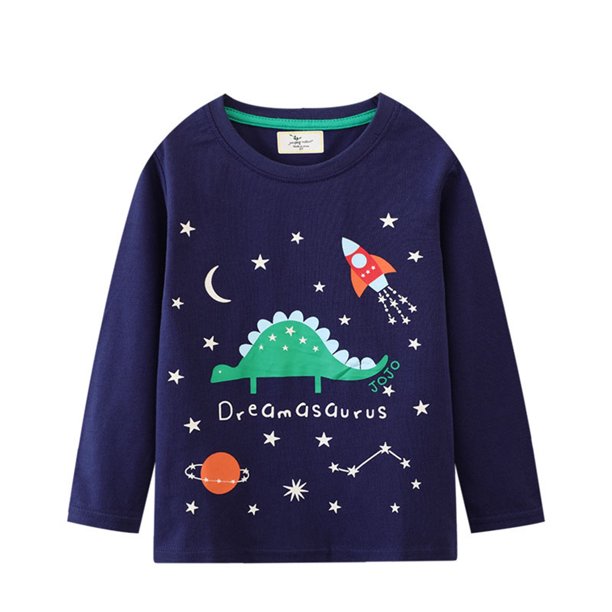 Gibobby Sudadera de cuello redondo de manga larga de algodónNew Boy Fall Ropa Impresión Niños Camiseta de animados Camiseta de manga larga(Azul oscuro, 5-6 Años)