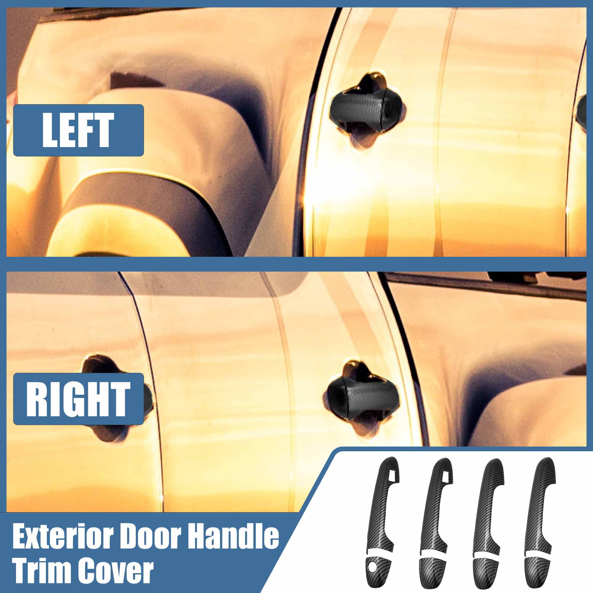 Unique Bargains Door Handle Cover for Toyota Tacoma 2016-2021 Black Carbon Fiber