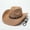 🥝 Khaki_Hot#345, variant on Western Cowboy Hat Wide Brim Sun Hat - Tibetan-Inspired Top Hat Style, Festival Costume Accessory, Windproof Chin Strap, Stiff Shape, Outdoor Travel Concert Camping Riding Hat