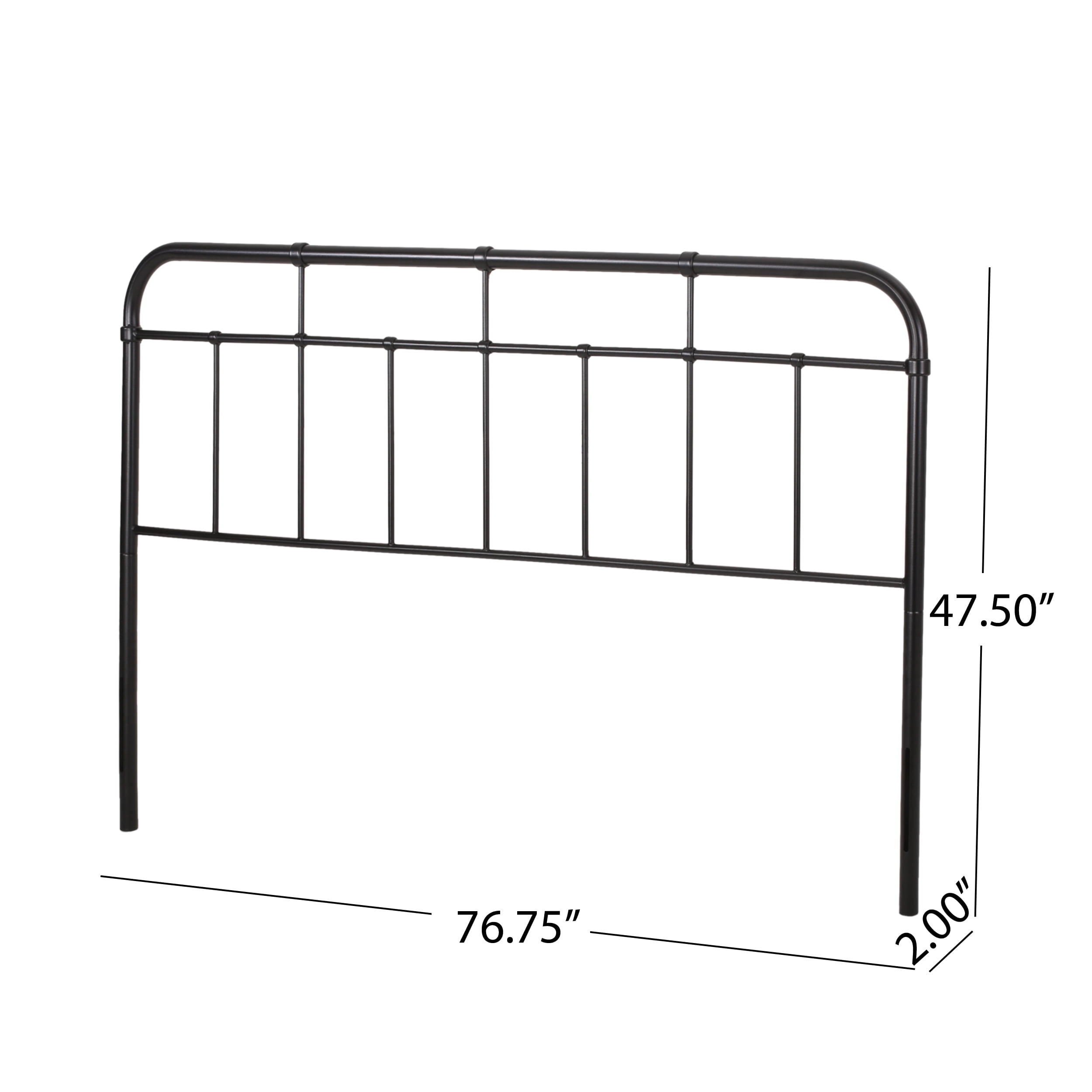 Noble House Aron Industrial Iron King Headboard, Flat Black