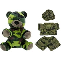 Camo Bear 8" Plush Toy with Army Camouflage Outfit – Soft Stuffed Animal Military Costume Gift for Kids