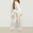 thumbnail image 3 of Womens 2 Piece Long Sleeve Lapel Shirt Pants Pajamas Sets Sisters Sleep, 3 of 9