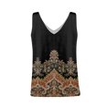 thumbnail image 5 of Women's Gradient Satin V-Neck Camisole Top, Summer Basic Sleeveless Blouse with Floral Accents,Black L, 5 of 5