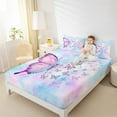 thumbnail image 3 of Manfei Blue Pink Butterfly Twin Sheet Sets, Romantic Dreamy Animal Twin Fitted Sheet, Teens Girls Kids Female Flat Sheet, Luxury Bedroom Decor, 3pcs, 3 of 6