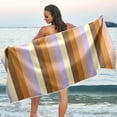 thumbnail image 7 of Dreamtimes Brown Purple Stripe Beach Towel,Absorbent Quick Dry Sport Towel Oversized Lightweight Soft Bath Towel for Travel Sports Pool Swimming Bath Camping 30x60in, 7 of 7
