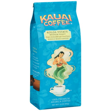Kauai Coffee Koloa Estate Hawaiian Whole Bean Coffee, Medium Roast, 10 Ounce