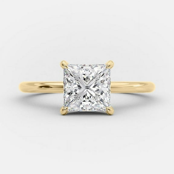 SOLITAIRE JEWELS 2CT Princess Cut Solitaire Moissanite Engagement Ring in 10K Yellow Gold Gift Ring For Her
