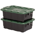 thumbnail image 1 of Homz 2 Pack 10-Gallon Plastic Stackable Home Storage Bins with Lids, Black/Green, 1 of 12