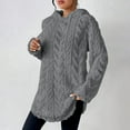 thumbnail image 4 of Fleece Pullover Hoodies Women Fuzzy Long Sleeve Drawstring Hooded Oversized Sweatshirts Textured Cable Knit Cozy Sweaters Soft Comfy Pajamas Loose Casual Fall Winter Clothes, 4 of 9