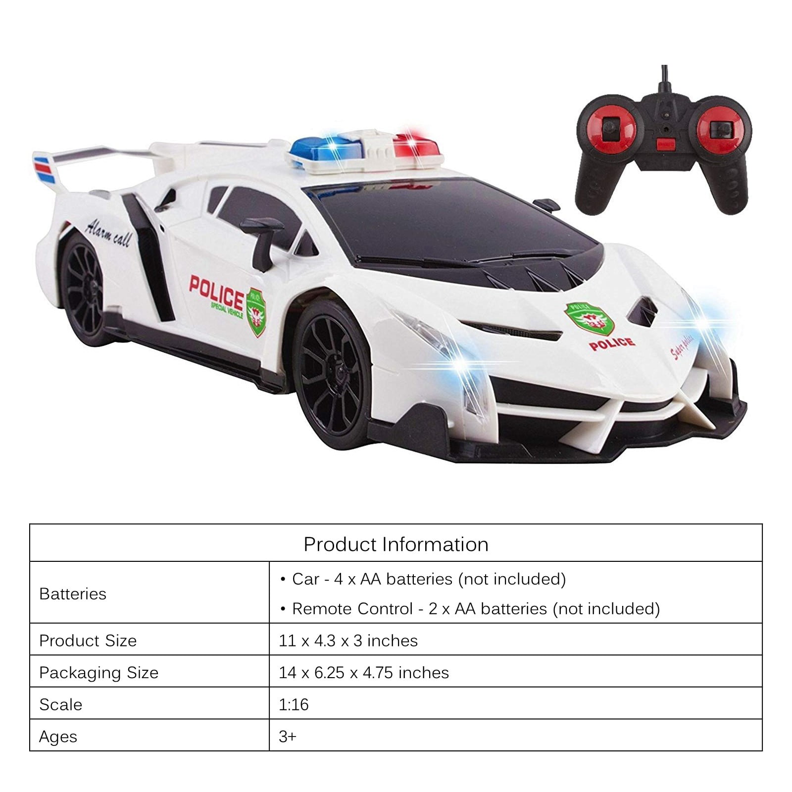 Police Racing Car Police Vehicle 1:16 LED Lights Remote-controlled