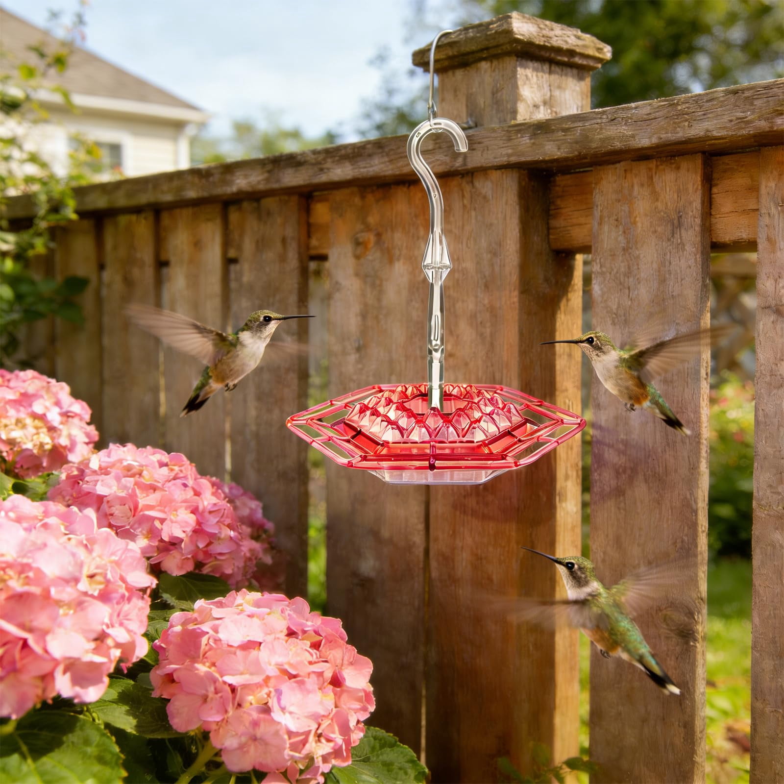 2 Pack Hummingbird Feeders for Outdoors Hanging with 30 Feeding Ports Saucer Humming Bird Feeder with Integrated Ant Moat Bee-Proof Leak-Proof No Drip, Easy Cleaning and Refill